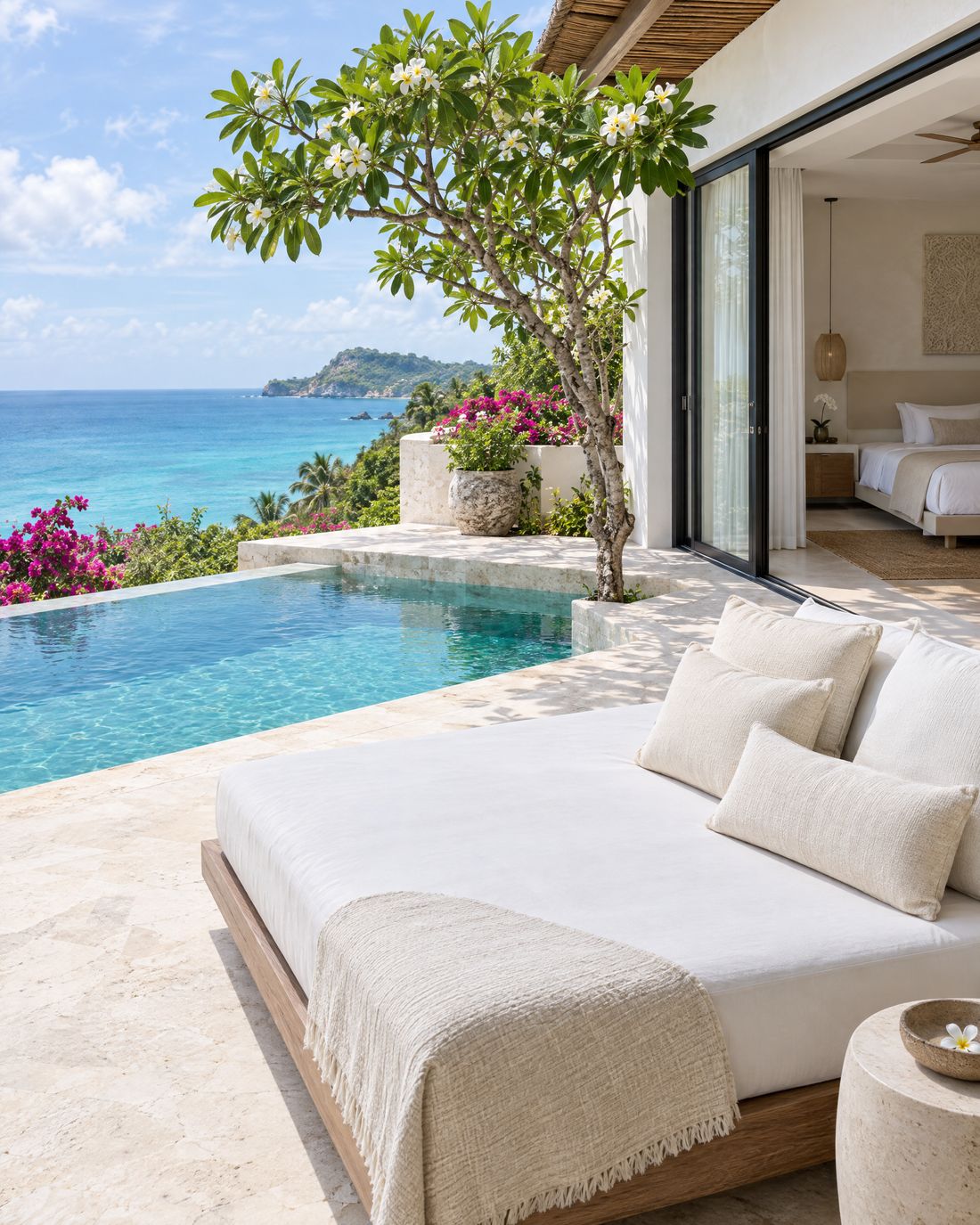 Penthouse terrace with daybed and private plunge pool